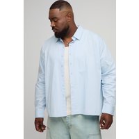 Plus langärmliges Oversize Hemd mit Stickerei - Blau - 2XL, Blau Plus langärmliges Oversize Hemd mit Stickerei - Blau - 2XL, Blau von boohooman