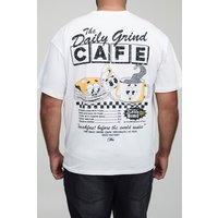 Plus Oversize T-Shirt mit Man-Schriftzug und Daily Grind Print - Weiß - 3XL, Weiß von boohooman