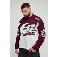 Plus langärmliges Oversize T-Shirt - Burgund - XXL, Burgund Plus langärmliges Oversize T-Shirt - Burgund - XXL, Burgund von boohooman