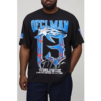 Plus Oversized OFCLMAN Varsity Print T-Shirt - Schwarz - 2XL, Schwarz von boohooman