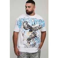 Plus Oversized Ofcl MAN Eagle Over The Seam Printed T-Shirt - Weiß - 3XL, Weiß von boohooman
