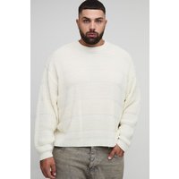 Plus strukturierter Strick-Pullover - Creme - 4XL, Creme von boohooman