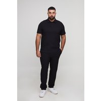 Plus Poloshirt & schmale Hose - Schwarz - 2XL, Schwarz von boohooman