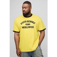 Plus Pour Homme Ringer T-Shirt - Gelb - 3XL, Gelb Plus Pour Homme Ringer T-Shirt - Gelb - 3XL, Gelb von boohooman