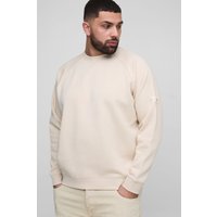 Plus Raglan Sweatshirt mit Etikett - Grau - XXXXL, Grau von boohooman