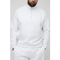Plus Regular Fit Basic Quarter Zip Funnel Neck Sweatshirt - Grau - 4XL, Grau Plus Regular Fit Basic Quarter Zip Funnel Neck Sweatshirt - Grau - 4XL, Grau von boohooman