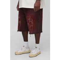 Plus Jorts mit verziertem Metallic-Print - Rot - 40, Rot Plus Jorts mit verziertem Metallic-Print - Rot - 40, Rot von boohooman
