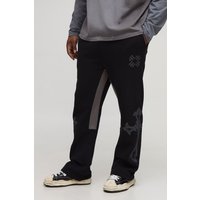 Plus Jogginghose mit Kreuz-Print - Schwarz - 2XL, Schwarz von boohooman