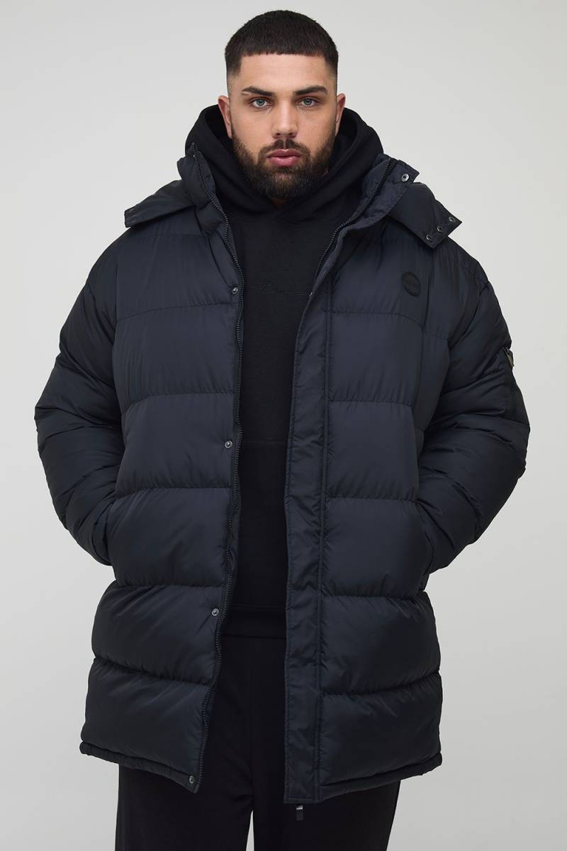 Plus Regular Fit Hooded Longline Puffer Jacket von boohooman