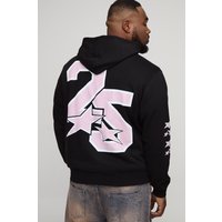 Plus Regular Fit M-Star Graphic Zip Through Hoodie von boohooman