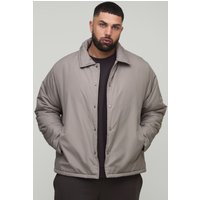 Plus gepolsterte Coach-Jacke mit Kragen - Taupe - 4XL, Taupe von boohooman