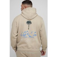 Plus Hoodie mit Palmen-Print - Grau - 3XL, Grau von boohooman
