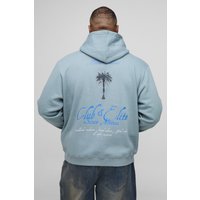 Plus Hoodie mit Palmen-Print - Grau - 4XL, Grau von boohooman