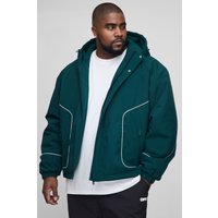 Plus gepolsterter Nylon-Parka mit Paspel-Detail - Grün - 5XL, Grün von boohooman
