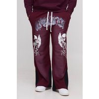 Plus lockere Jogginghose mit Totenkopf-Print - Rot - 2XL, Rot von boohooman