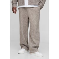 Plus lockere Hose mit Fischgräten-Print - Taupe - 2XL, Taupe Plus lockere Hose mit Fischgräten-Print - Taupe - 2XL, Taupe von boohooman