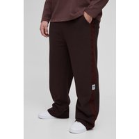 Plus lockere Jogginghose mit Streifen-Detail - Braun - XXXL, Braun von boohooman