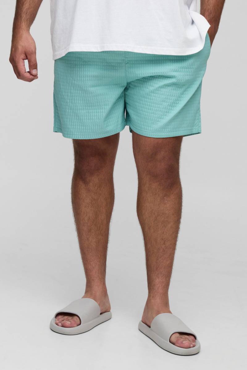 Plus mittellange Ripstop-Badehose - Petrol - 4XL, Petrol von boohooman