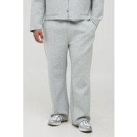 Plus bestickte Scuba-Jogginghose mit geradem Bein - Grau - 4XL, Grau von boohooman