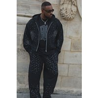 Plus kastiger Oversize Hoodie mit Reißverschluss - Schwarz - 2XL, Schwarz von boohooman