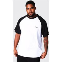 Plus Size Raglan T-Shirt mit Man-Schriftzug - Schwarz - XXXXL, Schwarz von boohooman