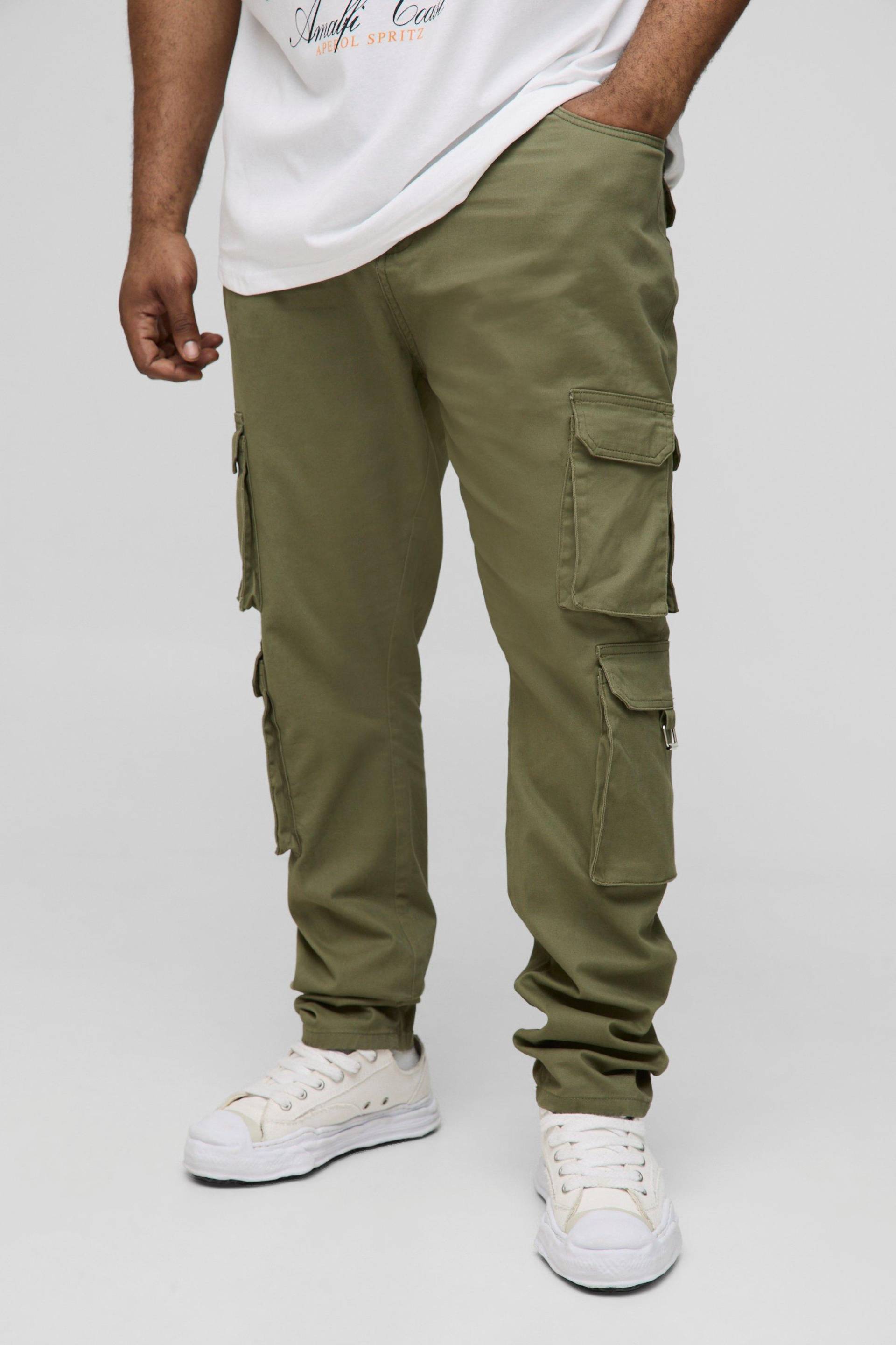 Plus Skinny Cargo-Hose - Khaki - 42, Khaki von boohooman