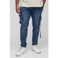 Plus Skinny Cargo-Jeans mit Taschen-Detail - mid wash - 40, mid wash Plus Skinny Cargo-Jeans mit Taschen-Detail - mid wash - 40, mid wash von boohooman