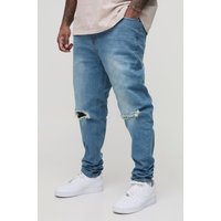 Plus Skinny Jeans mit Riss am Knie - Blau - 40, Blau Plus Skinny Jeans mit Riss am Knie - Blau - 40, Blau von boohooman