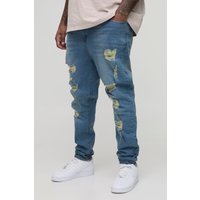 Plus Skinny Jeans mit Rissen - Blau - 42, Blau Plus Skinny Jeans mit Rissen - Blau - 42, Blau von boohooman