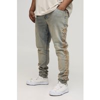 Plus Skinny Jeans mit Seitenstreifen - Blau - 40, Blau von boohooman