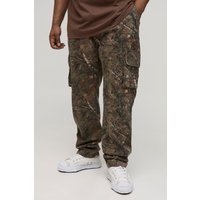 Plus Slim-Fit Camouflage Cargohose - Beige - 38, Beige Plus Slim-Fit Camouflage Cargohose - Beige - 38, Beige von boohooman