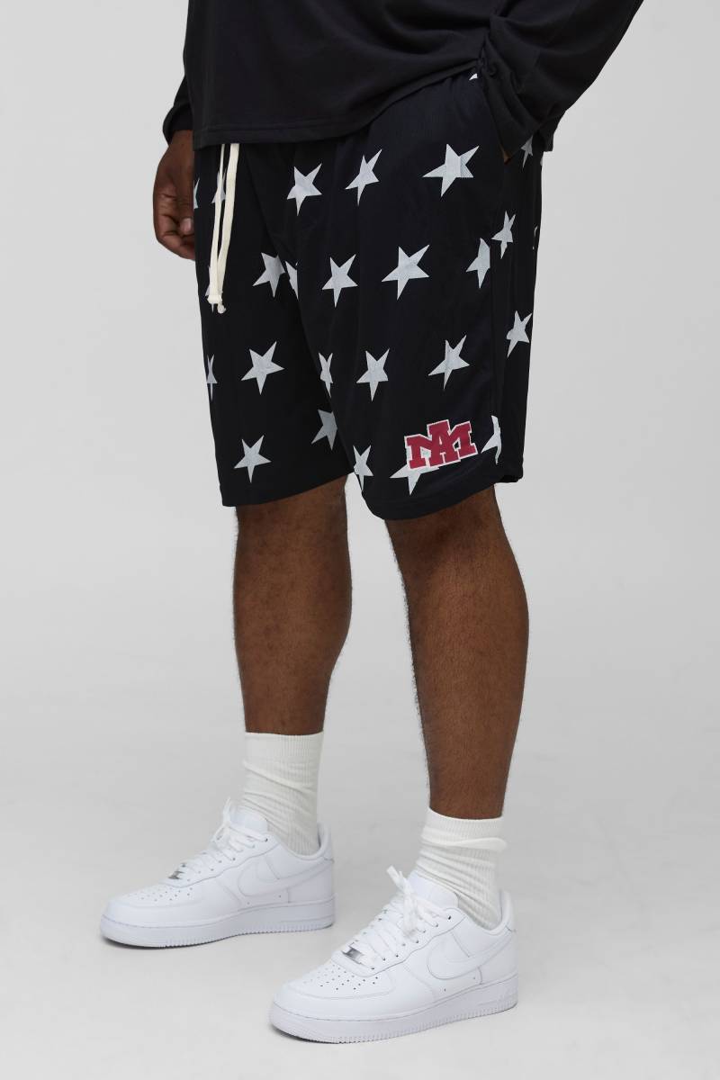 Plus lockere Airtex Shorts mit Sternen-Print - Schwarz - 2XL, Schwarz Plus lockere Airtex Shorts mit Sternen-Print - Schwarz - 2XL, Schwarz von boohooman
