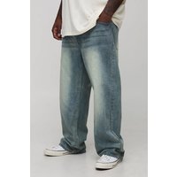 Plus Jeans mit geradem Bein - Blau - 46, Blau von boohooman
