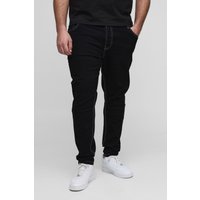 Plus Stretch Skinny Jeans mit Kontrast-Naht - Schwarz - 46, Schwarz von boohooman