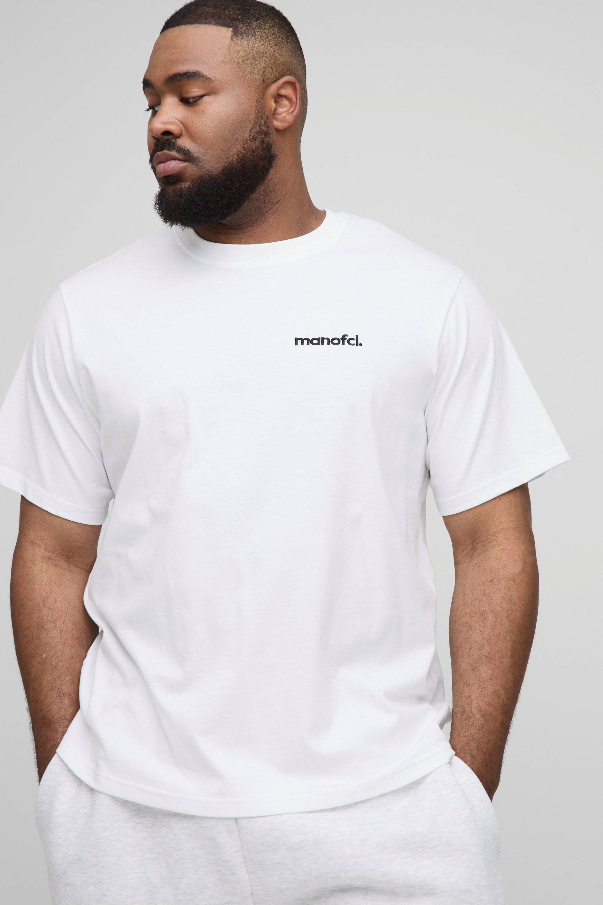Plus T-Shirt mit Official Man Stickerei - Weiß - 4XL, Weiß von boohooman