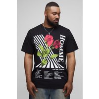 Plus T-Shirt mit floralem Print - Schwarz - 3XL, Schwarz von boohooman