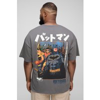 Plus T-Shirt mit lizenziertem Batman-Print - Grau - 5XL, Grau von boohooman