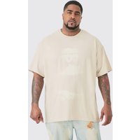 Plus T-Shirt mit lizenziertem Mona Lisa Print - Grau - XXXXL, Grau von boohooman