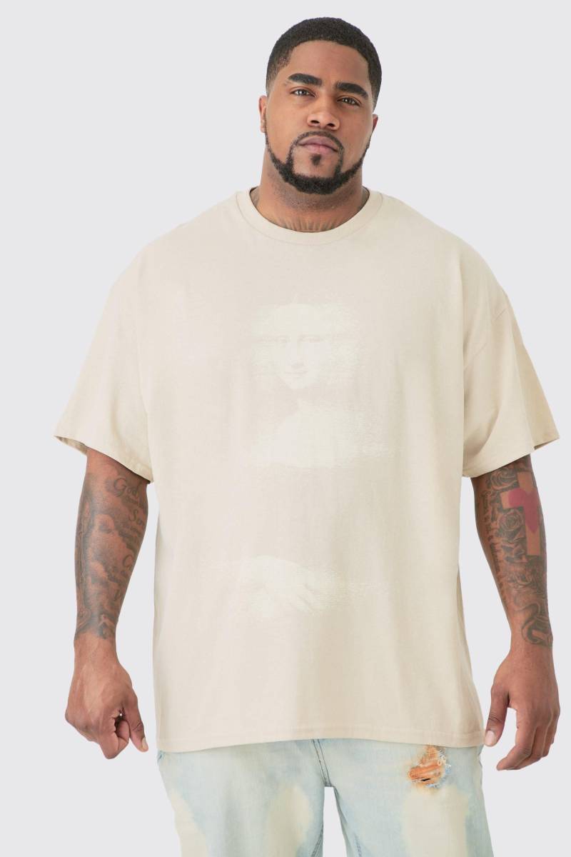 Plus T-Shirt mit lizenziertem Mona Lisa Print von boohooman