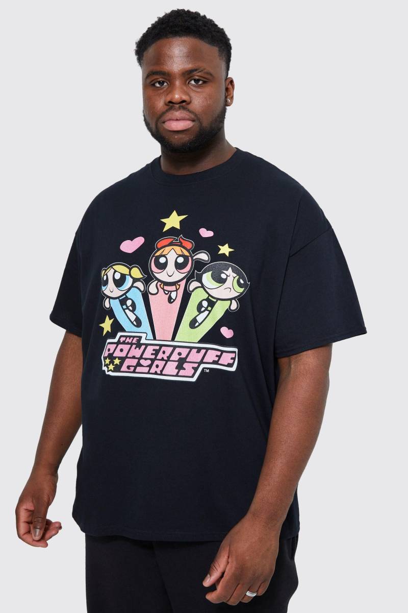 Plus T-Shirt mit lizenziertem Powerpuff Girls Print - Schwarz - 2XL, Schwarz von boohooman