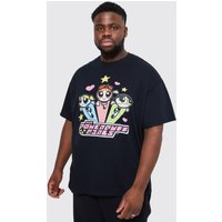 Plus T-Shirt mit lizenziertem Powerpuff Girls Print - Schwarz - 3XL, Schwarz von boohooman