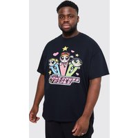 Plus T-Shirt mit lizenziertem Powerpuff Girls Print - Schwarz - 4XL, Schwarz von boohooman