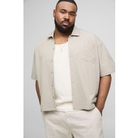Plus kurzärmliges kastiges Stretch-Hemd - Grau - 3XL, Grau von boohooman