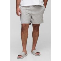 Plus strukturierte mittellange Badehose - Grau - 5XL, Grau von boohooman