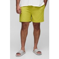 Plus strukturierte mittellange Badehose - Grün - 3XL, Grün von boohooman