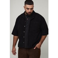 Plus kastiges Oversize Cord-Hemd mit Kragen - Schwarz - 3XL, Schwarz von boohooman