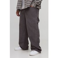 Plus Washed Cord Relaxed Fit Carpenter Trousers - Grau - 46, Grau Plus Washed Cord Relaxed Fit Carpenter Trousers - Grau - 46, Grau von boohooman