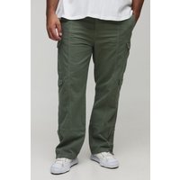 Plus Slim-Fit Schlaghose mit Taschen - Khaki - 40, Khaki von boohooman