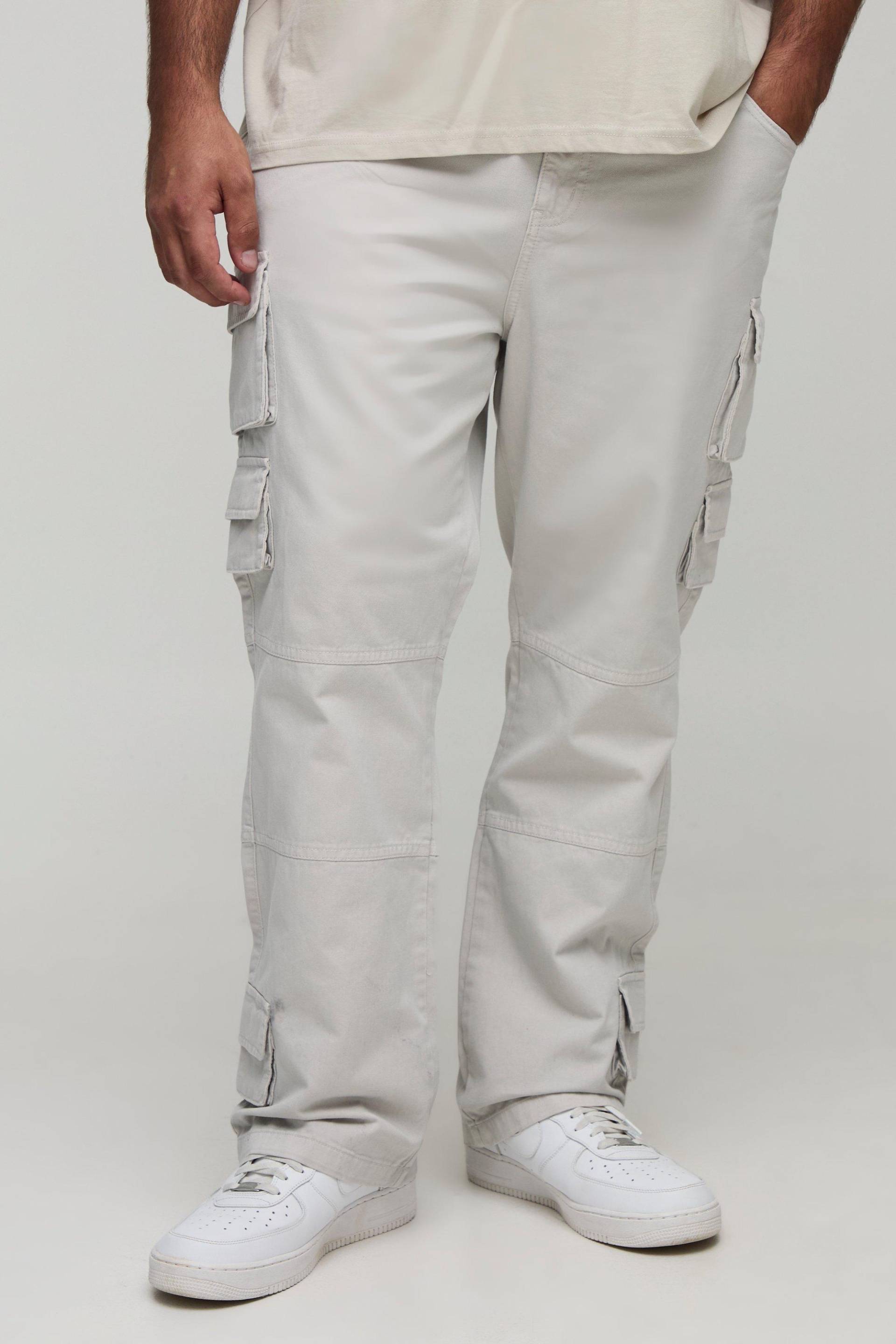 Plus Washed Multi Pocket Slim Flared Trousers - Grau - 42, Grau von boohooman