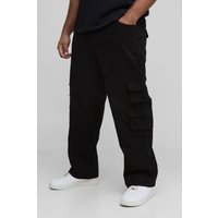 Plus lockere Hose mit Cargo-Taschen - Schwarz - 38, Schwarz Plus lockere Hose mit Cargo-Taschen - Schwarz - 38, Schwarz von boohooman